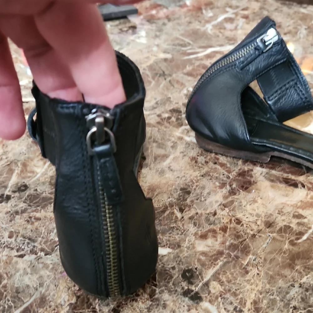 Frye Black Leather Ankle Strap Sandals - Picture 5 of 7
